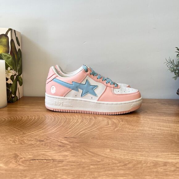 Bape Bapesta Sneakers A Bathing Ape Pastel Pink & Blue Women's Size US 7.5